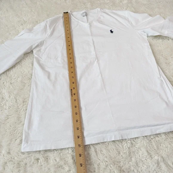 POLO Ralph Lauren Men White Cotton Jersey Long Sleeve Shirt MEDIUM Classic Basic - Picture 3 of 8